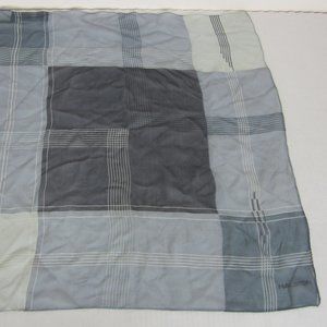 Halston Vintage Blue Plaid Modernist Square Silk Scarf